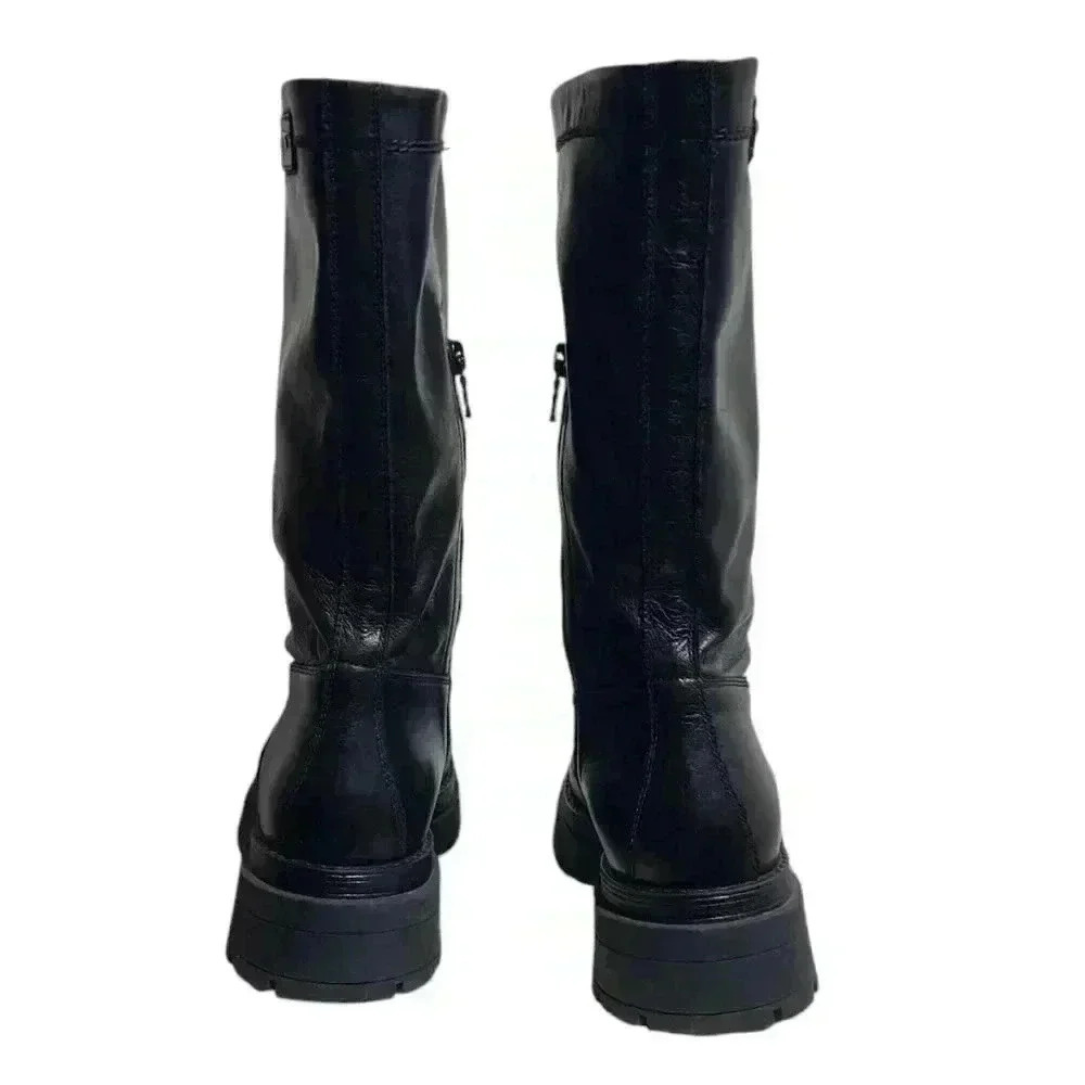 NERO GIARDINI Made in Italy Women's Leather Black Combat Boots Size 39 - Picture 3 of 12